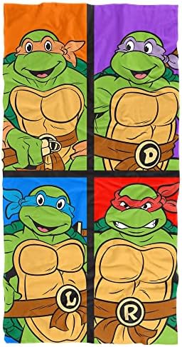LOGOVISION Teenage Mutant Ninja Turtles TMNT Turtle Tiles Beach Towel, 30"x60"