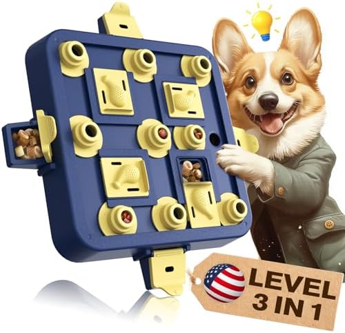 KADTC Dog Chess Puzzle Toy Brain Stimulation Mentally Stimulating Cognitive Busy Food Toys Boredom Buster Level 3 in 1 Best Treat Puzzles Puppy Interactive Mind Smart Game for Small/Medium/Large Dogs