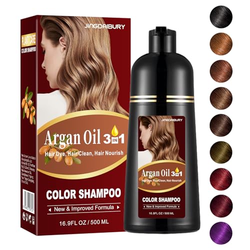 Wine Red Hair Dye 16.9 Fl Oz, Argan Oil Wine Red Hair Shampoo, 3 in 1 Hair Dye Shampoo, Easy To Use, Semi-Permanent Hair Color Shampoo (Wine Red)
