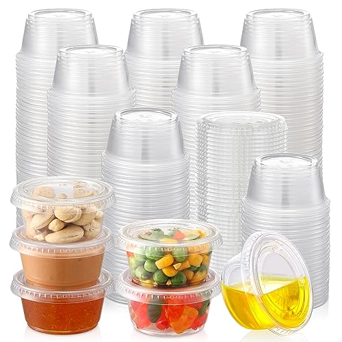 AOZITA 200 Sets - 2 oz Jello Shot Cups, Portion Cups With Lids, Airtight and Stackable Small Plastic Containers