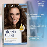 Clairol Nice'n Easy Permanent Hair Dye, 5W Medium Mocha Brown Hair Color, Pack of 3