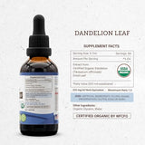 Dandelion Leaf USDA Organic | Alcohol-FREE Extract, High-Potency Herbal Drops, Digestive System | Made from 100% Certified Organic Dandelion Leaf (Taraxacum Officinale) Dried Leaf 2 oz