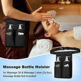 SITHON Massage Bottle Bag, Professional Massage Therapist Holster for 2 Bottles, Massage Lotion Oil Waist Holder Organizer with Adjustable Belt, Multiple Pockets (Bag Only) (Two-Bottle-Black)
