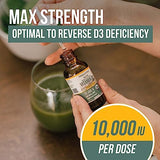 Organic Vitamin D3 10,000 IU - Plant D3, Vegan, Max Strength Sublingual Liquid D3 Drops - 200% Higher Absorption, 100% Plant-Based Cholecalciferol Form & Vegan D3, Adjustable Dosing (30 Servings)