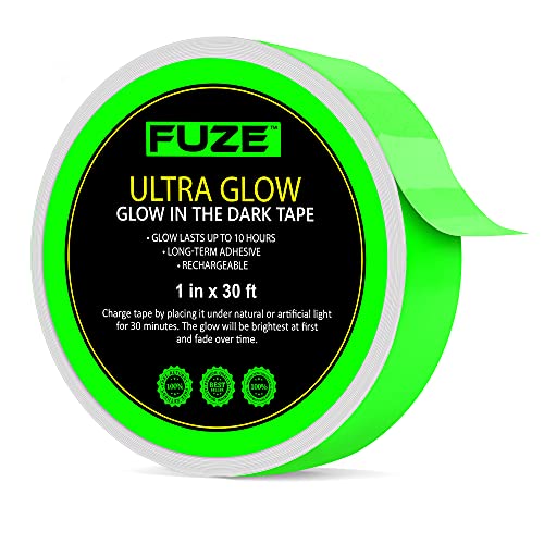 Lockport Glow in The Dark Tape - 30 Ft x 1 in - Bright - Rechargeable - Reflective - Glow Tape in The Dark - Halloween Decoration, Night Decorations, and Home Marking