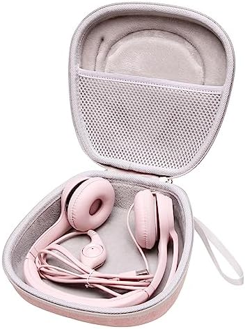 LTGEM Hard Headphone Case for Logitech H390, H430, H570e, Zone 300, Zone 301 or JLab Go Work, JIAMQISHI, EAGLEND Headset - Pink+Grey