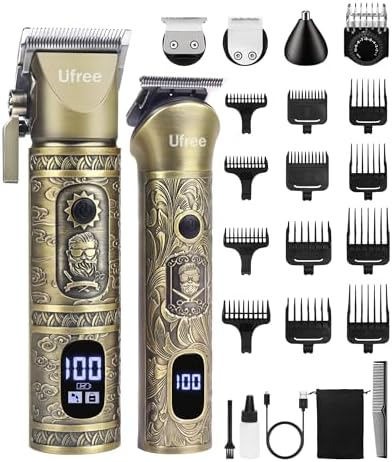 Ufree Professional Hair Clippers for Men with Beard Trimmer, Barber Clippers and Trimmers Set, Electric Razor Shavers for Men, Cordless Mens Grooming Kit for Nose, Face, Hair, Gifts for Men