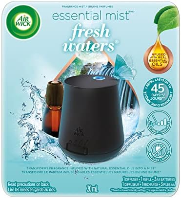 Air Wick Essential Mist, Essential Oil Diffuser, (Diffuser + 1 Refill), Fresh Water Breeze, Air Freshener (Device and Packaging May Vary)