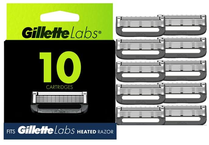 Gillette Labs Men's Razor Blade Refills with Exfoliating Bar, Compatible with Gillette Labs Razors, 10 Cartridges