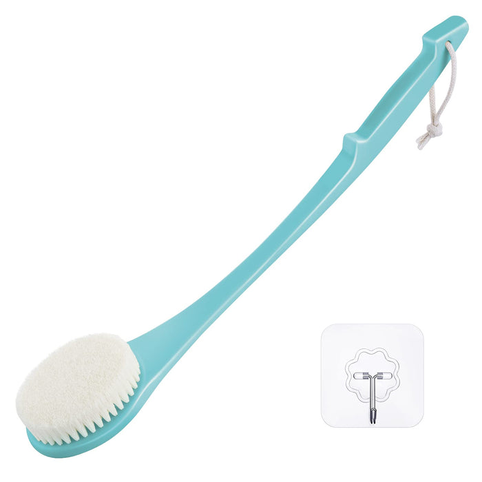 Body Brush Back Scrubber, 17 in Never Mold Back Brush Long Handle for Shower, Exfoliating Brush Dry Brushing Body Brush for Men Women Elderly Deep Exfoliation Soft Glowing Skin (17 '' Green)