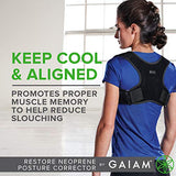 Gaiam Restore Posture Corrector for Women & Men - Neoprene Back Straightener Adjustable Straps Compact Brace Support for Clavicle, Neck, Shoulder, Invisible Pain Relief