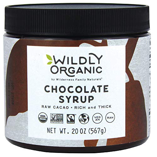 Wildly Organic Chocolate Syrup 20 Oz - Organic, Dairy-Free, Fair Trade, Non-GMO, Kosher, Vegan, Premium Rich Chocolate Flavor | Perfect for Ice Cream, Baking, Coffee, Chocolate Milk, Mocha, & Hot Cocoa | 2 Ingredients: Raw Cacao Powder & Raw Agave