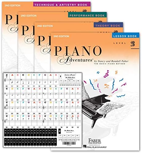 Piano Adventures Level 2B Learning Set By Nancy Faber - Lesson, Theory, Performance, Technique & Artistry Books & Juliet Music Piano Keys 88/61/54/49 Full Set Removable Sticker