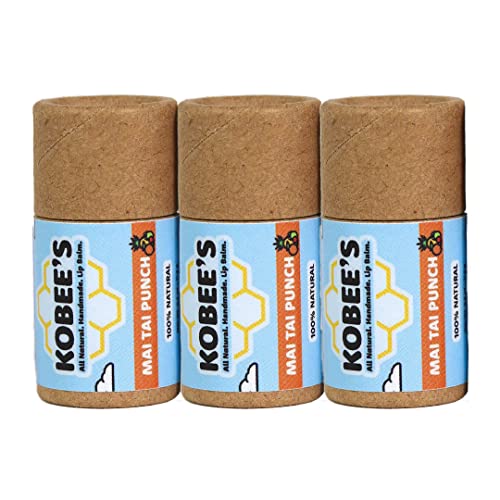 3 pack - Kobeesco Lip Balm, Lip Moisturizer, Lip Cure, Lip Balm, Chapstick (Mai Tai Punch)