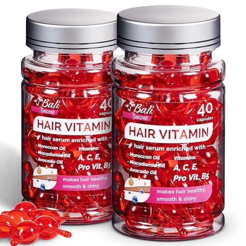 Hair Serum 80 Capsules No Rinse with Argan Macadamia & Avocado Oils - Vitamins A, E, Pro B5 - Conditioner for Women & Men - Pack of 2