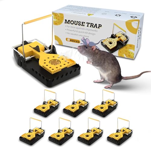 Mouse Trap Rat Traps Indoor 8-Pack - Large Reusable Effective Mouse Traps Indoor for Home with Teeth-Like Bait Cup - Mice Trap with Powerful Bites Catches Mice Chipmunks Squirrels for Indoor Outdoor