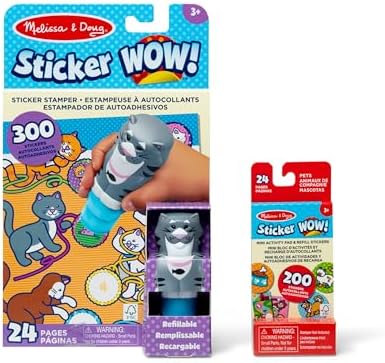 Melissa & Doug Sticker Wow!™ Cat Bundle: 24-Page Activity Pad, Sticker Stamper, Mini Activity Pad, 500 Stickers, Arts and Crafts Fidget Toy Collectible Character