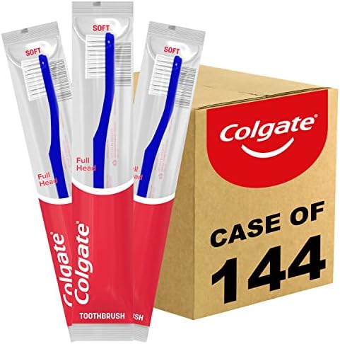 Colgate Soft Toothbrushes, Bulk Toothbrushes, Individually Wrapped Toothbrushes for Adults, Case of 144