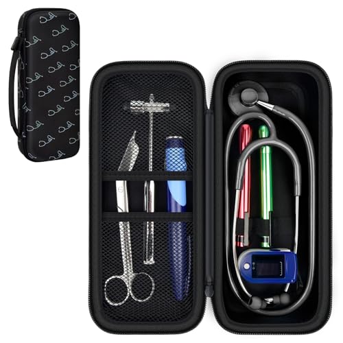 Stethoscope Case Compatible with 3M Littmann Classic III Monitoring/Lightweight II S.E/Cardiology IV Diagnostic/MDF Acoustica Stethoscopes, Extra Pocket for Doctor & Nurse Accessories (Multi-Color)