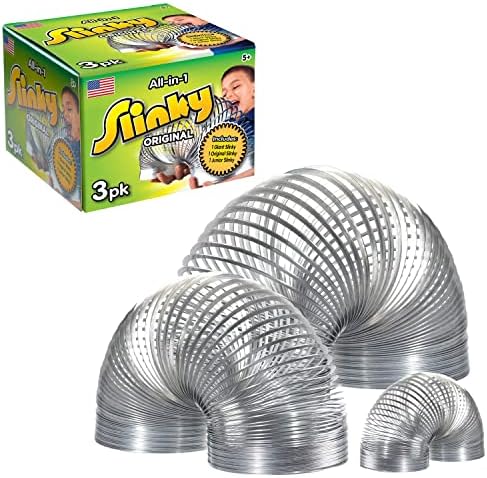 The Original Slinky® Brand Fidget Toy Pack: 1 Giant, 1 Classic, and 1 Slinky Junior Walking Metal Spring Toy, Kids Toys for Ages 5 Up, Amazon Exclusive by Just Play