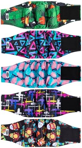 Male Dog Diapers, High Absorbing Dog Belly Bands for Male Dogs, Washable Reusable Dog Male Wraps(5 Pack)