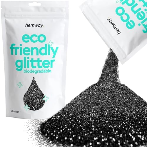 Hemway Eco Friendly Biodegradable Glitter 100g / 3.5oz Bio Cosmetic Safe Sparkle Vegan for Face, Eyeshadow, Body, Hair, Nail and Festival Makeup, Craft - Ultrafine (1/128" 0.008" 0.2mm) - Black