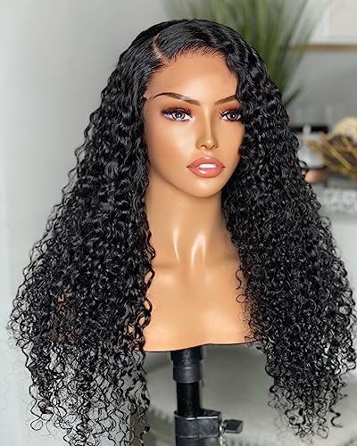 BEEOS 5x5 Curly SKINLIKE Real HD Lace Closure Wig, 250% Density 0.10mm Ultra-thin HD Lace Pre Plucked Natural Hairline Brazilian Virgin Human Hair Wigs 22 Inch