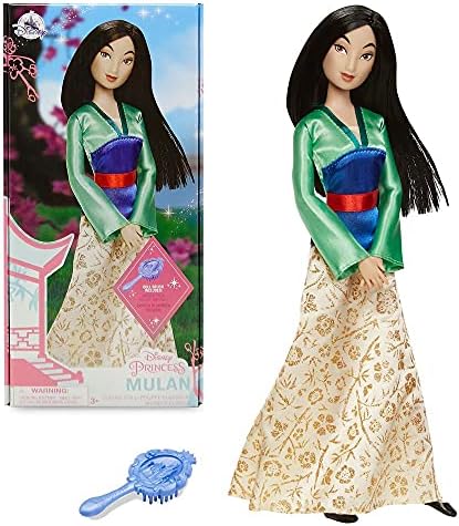 Disney Store Official Disney Princess Classic Doll (Mulan), 11 Inches, Includes Brush with Molded Details, Fully Posable Toy in Classic Outfit - Disney Princess Toys for Girls