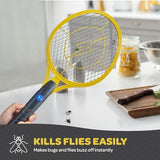 Electric Fly Swatter Handheld Bug Zapper Racket for Indoor/Outdoor - 4000 Volt Fly Swatter - Instant Bug & Mosquito killer with Attractant LED light - USB Rechargeable Portable Fly Zapper.