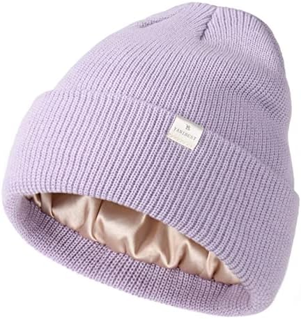 YANIBEST Beanie Hat for Women Men Satin Lined Beanie Hats Winter Hat Womens Cuffed Beanies Knit Skull Cap Warm Ski Hat Unisex