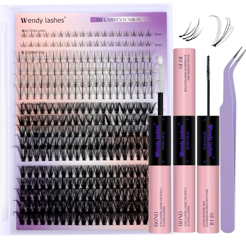 Lash Clusters Kit Fluffy Thick Volume Eyelash Clusters DIY False Eyelashes Wispy Individual Lashes D Curl Cluster Eyelash Extensions Comfortable Lash Extension by WENDY LASHES（40+50P-D-1218）