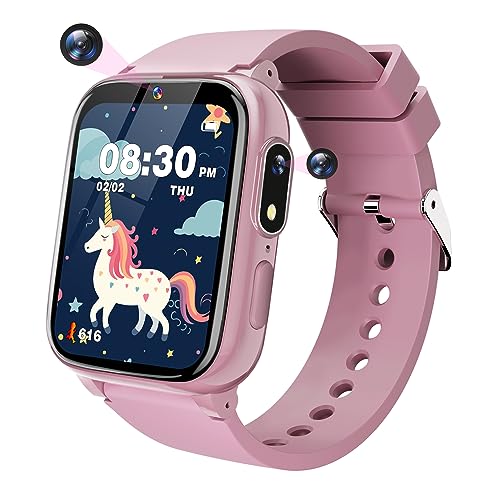 Sueseip Kids Smart Watches Girls Toys Age 6-8, HD Touchscreen Dual Cameras Kids Watch for Girls Ages 8-10, Kids Toy with 26 Games MP3 Learn Card for 5 6 7 8 9 Year Old Girls Christmas Birthday Gifts