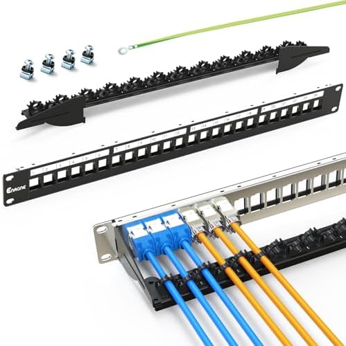 24Port Blank Keystone Patch Panel 1U 19" for Rackmount & Wall Mount STP&UTP with Cable Support Bar