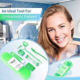 ZKSMNB Orthodontic Care Kit, Braces Kit, Portable Orthodontic Cleaning Kit, V-Brush Oral Mirror Interdental Brush Dental Floss Dental Wax Oral Care Travel 8-Piece Set (Green)