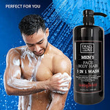 Dead Sea Collection 3 in 1 Body Wash for Men – Sandalwood Cleanser for Body, Hair and Face - Pack of 2 Bottles (33,8 Fl. Oz. Each)