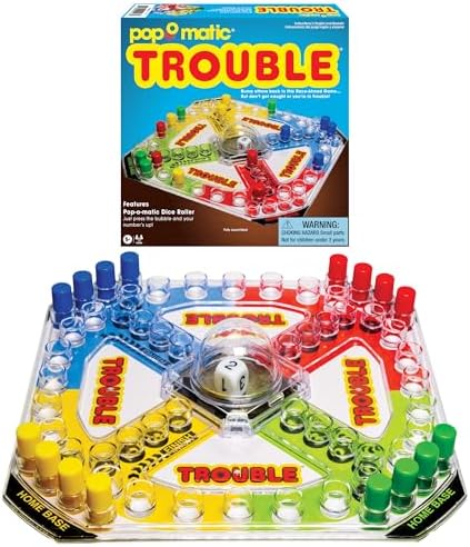 Classic Trouble with Retro Artwork and Pop-o-Matic Popper by Winning Moves Games USA, Designed for Kids, Ages 5+ Perfect For An Indoor Interactive Activity (1176), Extra Wide