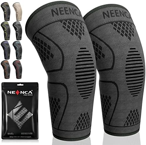 NEENCA Knee Braces for Knee Pain -2 Pack Knee Sleeves for Knee Pain Set, Knee Brace Compression Sleeves, Knee Support for Sports, Running, Meniscus Tear, ACL, PCL, Women & Men...