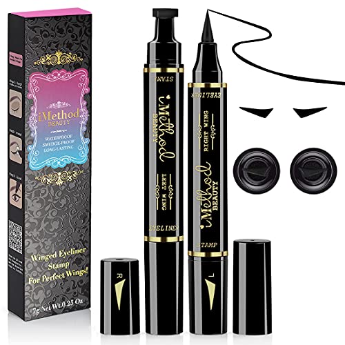 iMethod Eyeliner Stamp - 2 Pens Winged Eyeliner Stamp, for All Eye Shapes, Winged Eyeliner Stamp, Perfect Wing Cat Eye Liner, Waterproof & Smudge-proof, 10 mm
