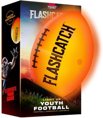 Light Up Football - Glow in the Dark Ball - NO 6 - Outdoor Sports Birthday Gifts for Boys 8-15+ Year Old - Kids Teenage Youth Easter Gift Ideas Activity - Boy Toys Stuff Ages 8 9 10 11 12 13 14 15