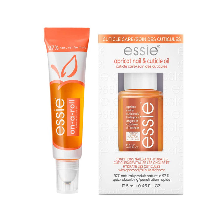 essie Apricot Nail and Cuticle Oil Set, Vegan, Softened and Nourished cuticles, For Home and Travel 0.46 fl oz each