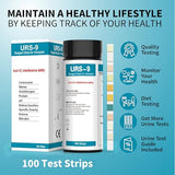 URS 9-in-1 Urine Test Strips 9 Parameters Testing UTI, Protein/Leukocytes/Nitrite/pH, 100 CT