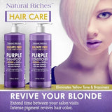 Natural Riches Purple Shampoo and Conditioner Set Sulfate Free Salon Grade for Silver Blonde Platinum Hair. Removes Yellow & Brass tones. Grey Highlighted Hair 16x2 fl oz