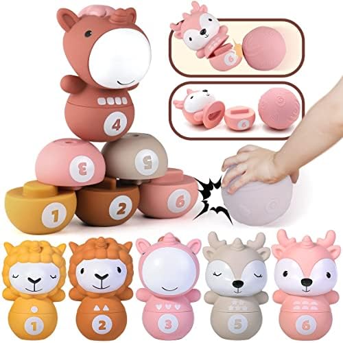 Nueplay Ages 18+ Months Toddler Learning Toys, Counting and Sorting Toys Kids Bowling Set, Animal Shape Puzzle and Bowling Game to Enhance Shape, Color, and Number Recognition, 1 Year Old Girl Gifts
