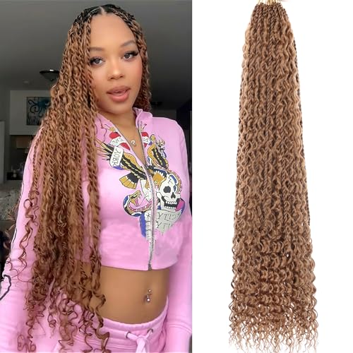 30 Inch Island Twist Crochet Hair with Curly Ends 9 Packs Boho Senegalese Twist Crochet Braids Pre-Twisted Boho Twist Braids Hair Long Micro Twist Synthetic Braiding Hair for Black Women 27#