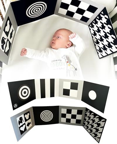 Board for Babies - Supersized Black and White Baby Cards for Developmental Newborn Tummy Time Toys - 100cm Newborn Black & White Toys for 0-3 Months & Older - Thick Stand Up Board No. 1