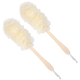 Arswin Back Scrubber for Shower,Loofah Long Handle Bath Body Brush,Soft Nylon Mesh Sponge for Shower,Loofah On a Stick for Men Women,Exfoliating Scrub Cleaning Luffa for Elderly(2-Pack, White)