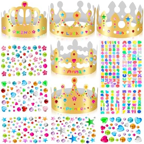 Gold Paper Crowns, Diy Birthday King Crowns Craft to Decorate, Paper Prince Princess Crown Hats for School Classroom