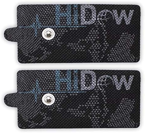 HiDow TENS EMS XL Replacement Pads (2" X 4") Muscle Stimulator Electrodes Gel Pads Reusable Premium Quality 3.5mm snap on