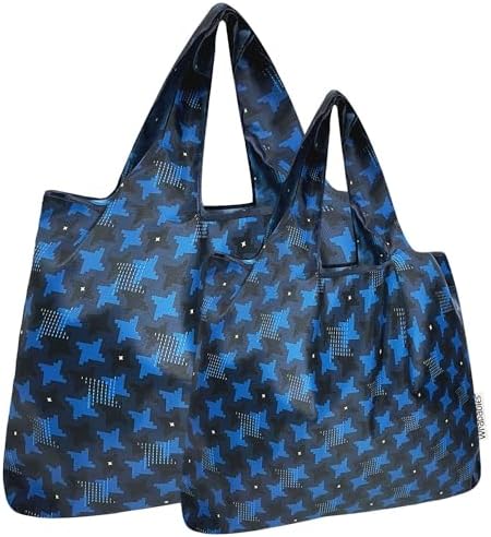 allydrew Large & Small Foldable Tote Nylon Reusable Grocery Bags, Set of 2