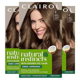Clairol Natural Instincts Demi-Permanent Hair Dye, 6 Light Brown Hair Color, Pack of 3